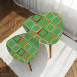 Triangle 50s Retro Tripod Nesting Table Set, Green Geometric