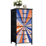 Retro 60s Sunburst Design Fabric Drawer Dresser – Steel Frame Cabinet