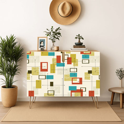 Retro Midcentury Storage Cabinet – Vintage Wood Decor with Hairpin Legs