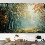 Foggy Tree Path Oil Painting Full-Wall Peel & Stick Wallpaper - Custom Sizes