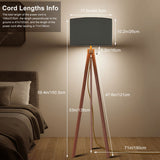 Scandi Nordic Tripod Floor Lamp, Dark Grey Shade