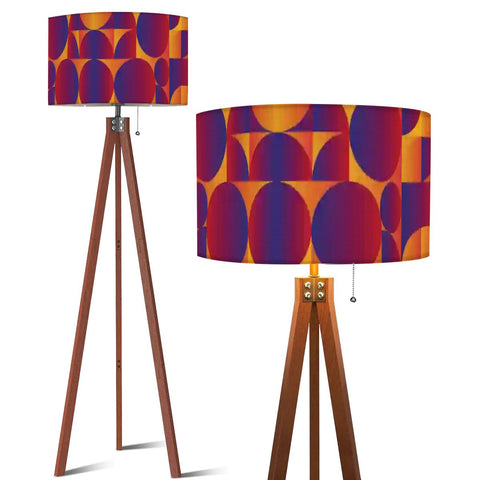 Retro Tripod Floor Lamp, Geometric Punchy Colors