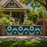 Blue Mid-Century Outdoor Privacy Screen – Waterproof Balcony Cover