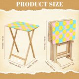 Retro 50s Pastel Lemon Wooden TV Tray Tables - Set of 4 with Stand