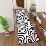 Retro 80s Runner Rug – Black White Monochrome Hallway Floor Decor, Many Sizes