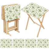 Sage Garden Floral retro TV tray set of 4, open table and four folded trays with storage rack