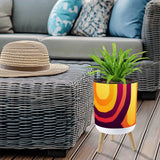 Retro 70s Scandi Style Plant Pot with Wooden Legs: Yellow Orange Red