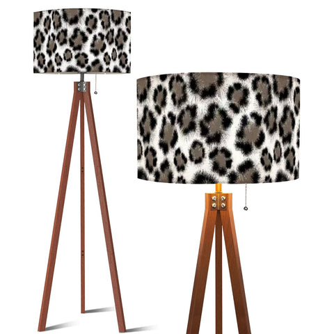 Retro Scandi Style Tripod Floor Lamp, Leopard Print Shade