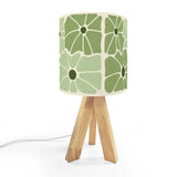 Midcentury Retro Tripod Table Lamp – Green White Floral Bedside Lamp