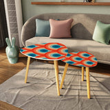 Triangle 60s Retro Tripod Nesting Table Set, Concentric Circles