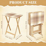 Beige Plaid retro TV tray set of 4, size guide with table and rack dimensions