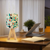 Atomic Cat Retro Tripod Table Lamp: Midcentury Linen Shade, Remote LED