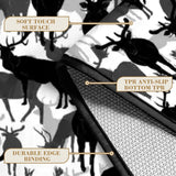 Black & White Reindeer Runner Rug – Scandinavian Winter Retro Hallway Decor