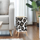 Retro Square Small Trash Can with Lid, Leopardskin Pattern