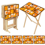 Wooden TV Tray Tables Set – Retro 70s Folding Tables for Small Spaces