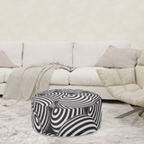 1980s Retro Inflatable Retro Ottoman – Black White Footstool Seat