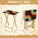 Rainbow Arcs 70s retro TV tray set of 4, size guide with table and rack dimensions