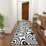 Retro 80s Runner Rug – Black White Monochrome Hallway Floor Decor, Many Sizes