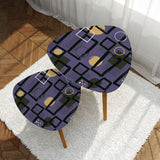 Triangle 60s Retro Tripod Nesting Table Set, Purple Geometric