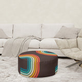 70s Retro Black Rainbow Inflatable Ottoman – Midcentury Footstool Lounge Seat