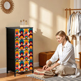 70s Midcentury Retro Dresser: Modern Steel Frame Fabric Storage