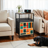 Retro 60s Midcentury Bedside Table with Power Strip & 2 Drawers