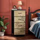 Moody Branches & Birds Dresser – Black Yellow Forest 4-Drawer Storage