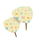 Triangle 60s Retro Tripod Nesting Table Set, Stars Celestial Vanilla