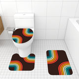 Retro 70s Black Rainbow Bathroom Mat Set | Retro Midcentury 3-Piece Rugs
