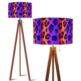 Scandi Retro Tripod Floor Lamp, Leopard Rainbow Pattern