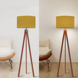 Retro Scandi Tripod Floor Lamp, Ochre Warm Mustard Yellow