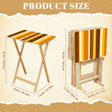 Brown Gold Stripes retro TV tray set of 4, size guide with table and rack dimensions