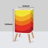 Retro Square Small Trash Can with Lid Flowing Wave Pattern, Red Orange Yellow