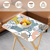 Pastel Leaves retro TV tray set of 4, tabletop close-up with fruit bowl