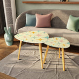 Triangle 60s Retro Tripod Nesting Table Set, Stars Celestial Vanilla