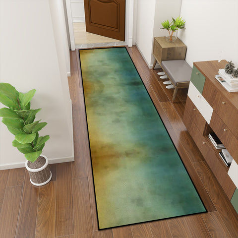 Earth Tones Obré Runner Rug – Green Brown Blue | Multi Sizes Non-Slip