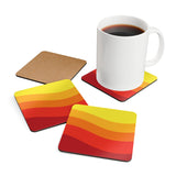 Retro 70s Corkwood Coaster Set | Midcentury Home Decor Orange Red