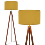 Retro Scandi Tripod Floor Lamp, Ochre Warm Mustard Yellow