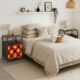 Retro 70s Accent Side Table - Nightstand with Built-In Charging Station