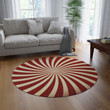 70s Sunburst Style Round Area Rug, Retro Boho Midcentury Floor Carpet