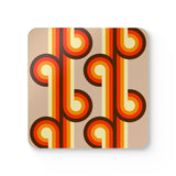 Retro 70s Disco Corkwood Coaster Set | Midcentury Home Decor Gift