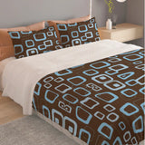70s Brown Blue Retro Bedding – Midcentury Quilt Cover Set in 4 Sizes - retro bedding