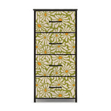 70s Daisy Pattern Midcentury Modern 4-Drawer Dresser – Floral Storage Cabinet - One Size - retro dresser