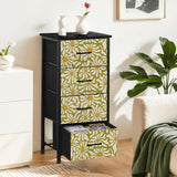 70s Daisy Pattern Midcentury Modern 4-Drawer Dresser – Floral Storage Cabinet - One Size - retro dresser
