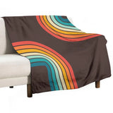 70s Disco Retro Home Decor Blanket – Midcentury Modern Rainbow - retro blankets