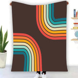 70s Disco Retro Home Decor Blanket – Midcentury Modern Rainbow - retro blankets