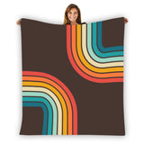 70s Disco Retro Home Decor Blanket – Midcentury Modern Rainbow - retro blankets