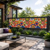 70s Floral Outdoor Balcony Cover – Retro Waterproof Fence Privacy Screen - Retro Privacy Screen