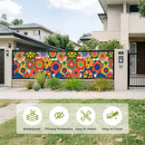 70s Floral Outdoor Balcony Cover – Retro Waterproof Fence Privacy Screen - Retro Privacy Screen
