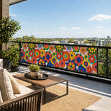 70s Floral Outdoor Balcony Cover – Retro Waterproof Fence Privacy Screen - Retro Privacy Screen